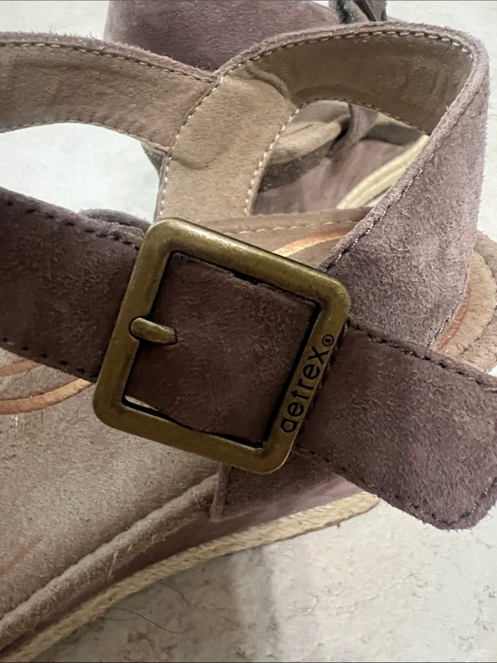 Aetrex Suede Ankle-Strap Sandals in Taupe - Picture 4 of 8